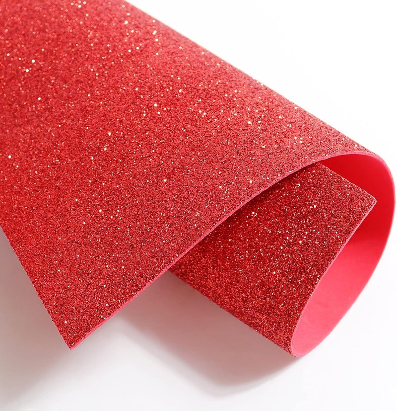 Mluchee 10 Sheets Glitter Paper Sheet for Christmas New Year Thanksgiving Decor, A4 Cardstock Paper Self-adhesive Paper for Graduation DIY Card Decoration (Red) - Image 2